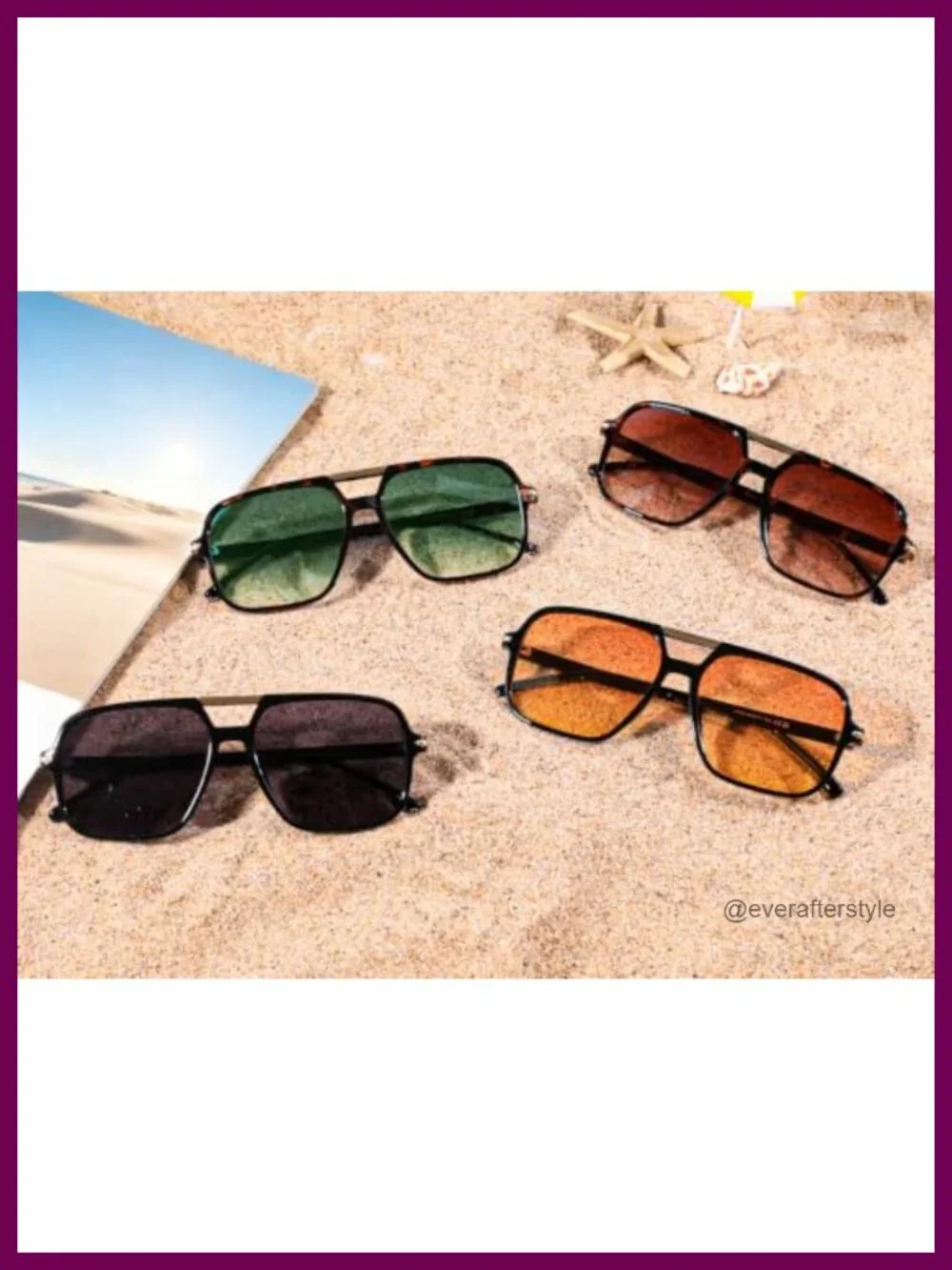 Retro Aviator Sunglasses for Women Men UV400 Protection Large Frame Square
